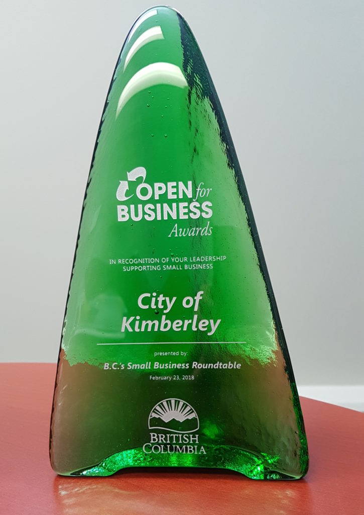 An emerald award Open for Business Award
