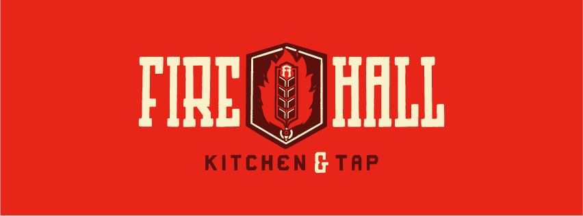 Red and White logo of Fire Hall Kitchen & Tap